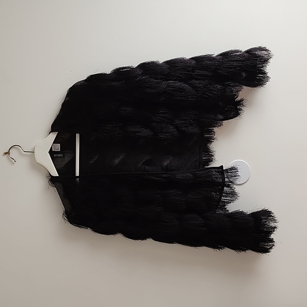 Black Fringe Cardign, women's sweater, size medium